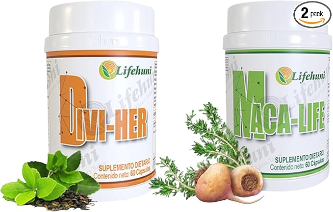 Herbal Duo Capsule Blend DVI-HER &amp MACA-Life – Plant-Based Formula – 60 Capsules Each