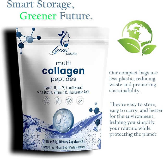 Premium Multi Collagen Peptides Powder – Hydrolysed Type I II III V X | Unflavoured High Absorption | Supports Skin Hair Nails Joints &amp Gut Health | Keto Paleo Non-GMO (1 lb.)