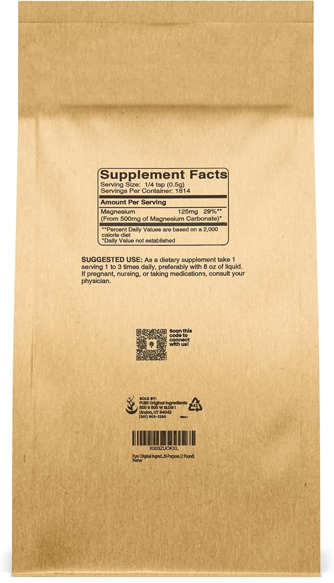 Pure Original Ingredients Magnesium Carbonate Magnesium Supplement Non-GMO Multi-Purpose (2 Pound)
