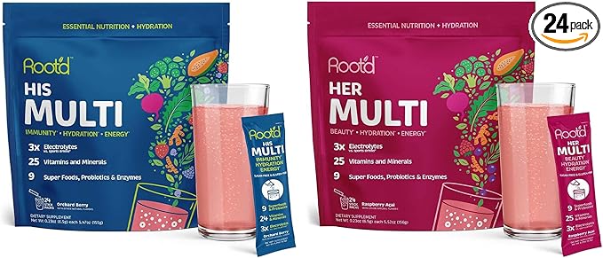 Root'd His &amp Her Multivitamin Powder Bundle with 3X Electrolytes