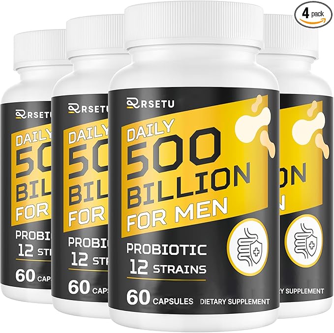 Probiotics for Men 500 Billion CFUs &amp 12 Strains Mens Probiotic with Turmeric Cranberry Goji Gut Health for Men for Digestive Health Gut Bloating &amp Gas Immune Energy Support 120-Day S
