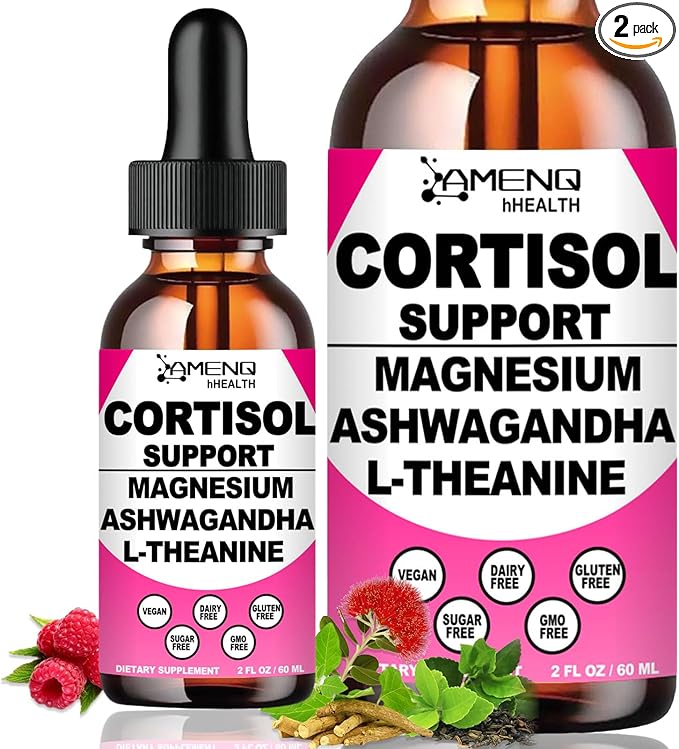 2 Pack Cortisol Supplements for Women 17-in-1 Cortisol Calm Detox Reducer Manager w. Magnesium Ashwagandha Theanine Cortisol Liquid Drops for Relax Recess Mood &amp Hormone Harmony Cortisol Drink