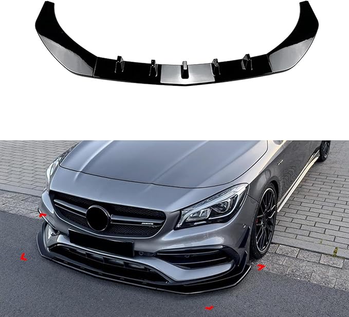 Auto Front SplittersCar Front Bumper LipCar Front Bumper SpoilerCompatible with CLA Class C117 2016-2019 CLA200 260 CLA45 AMGGlossy Black
