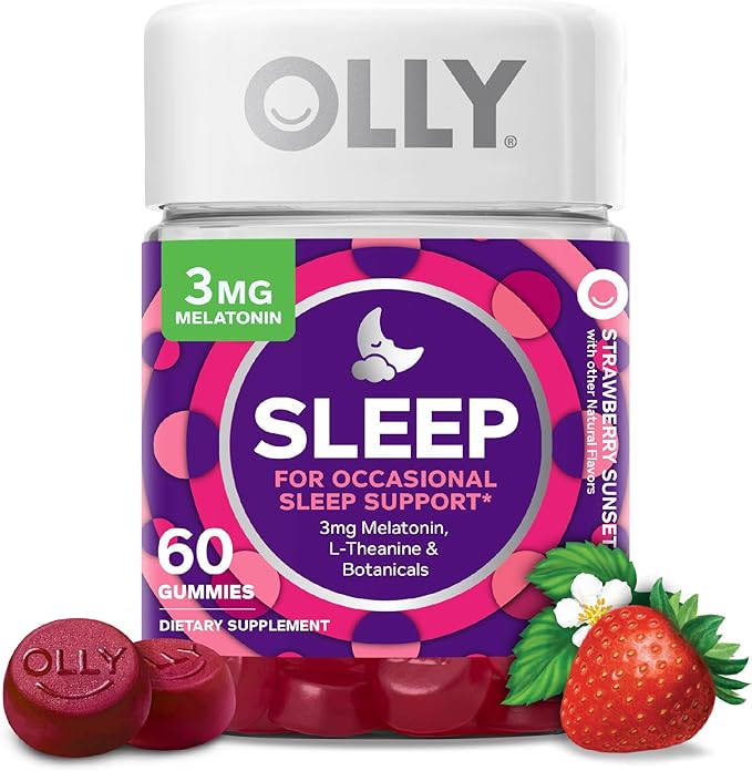 OLLY Sleep Gummies with Melatonin L-Theanine and Botanicals BlackBerry and Strawberry Flavors 130 Count