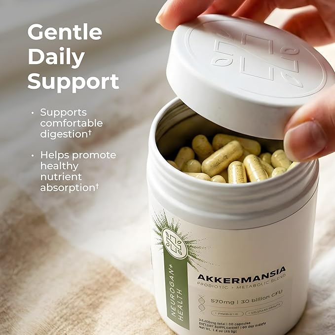 Neurogan Akkermansia Muciniphila Probiotic + Supplement - 30 Billion CFU - Probiotics for Digestive Health &amp Cellular Support – Probiotic Capsules Women - 2 Month Supply 60 Count Made in USA