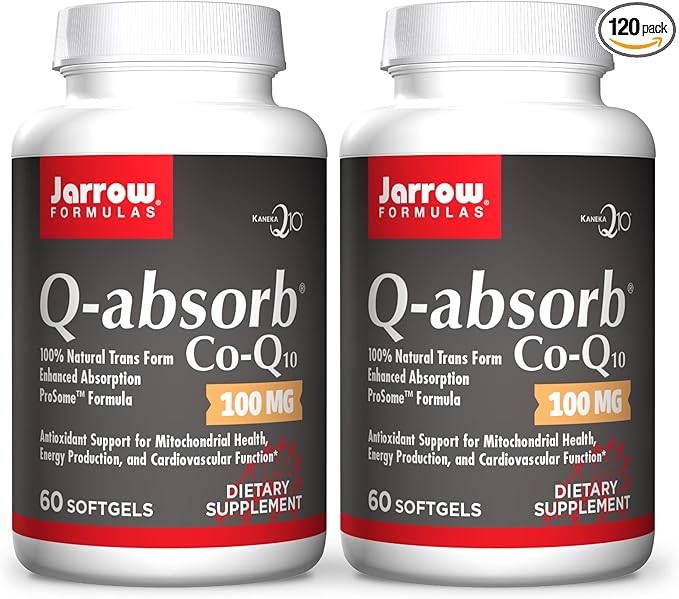 Jarrow Formulas Q-Absorb Co-Q10 100 mg - 60 Softgels Pack of 2 - High Absorption Co-Q10 - Antioxidant Support for Mitochondrial Energy Production &amp Cardiovascular Health - Up to 120 Total Serving