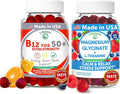Lunakai USA Made Vitamin B12 for Adults 50+ &amp Magnesium Glycinate Gummies Bundle Supports Energy Mood Relaxation &amp Stress Relief Non-GMO Vegan 60ct Each