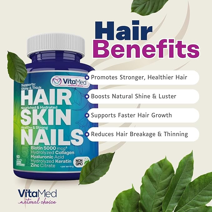 VitaMed Wellness Combo – Vita Forte Vegan Multivitamin + Hair Skin &amp Nails | Complete Daily Nutrition for Energy Immunity Radiant Skin &amp Hair – Halal Non-GMO Made in USA (2 Bottles Bundl