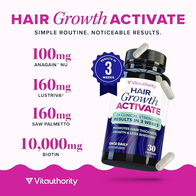 Lustriva Hair Growth Supplement for Women | Lustriva &amp DHT Blocker Vitamins for Thicker Fuller Locks Biotin Saw Palmetto Zinc &amp Copper | Reduce Shedding &amp Support Hair Loss for Men &amp W