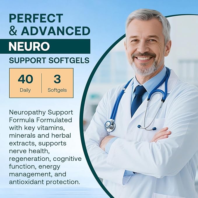 Neuropathy Support Nerve Supplement – Advanced R-Alpha Lipoic Acid Supplement with Benfotiamine NAC &amp B-Complex for Nerve Health Antioxidant &amp Cellular Energy - Vegan 120 Softgels