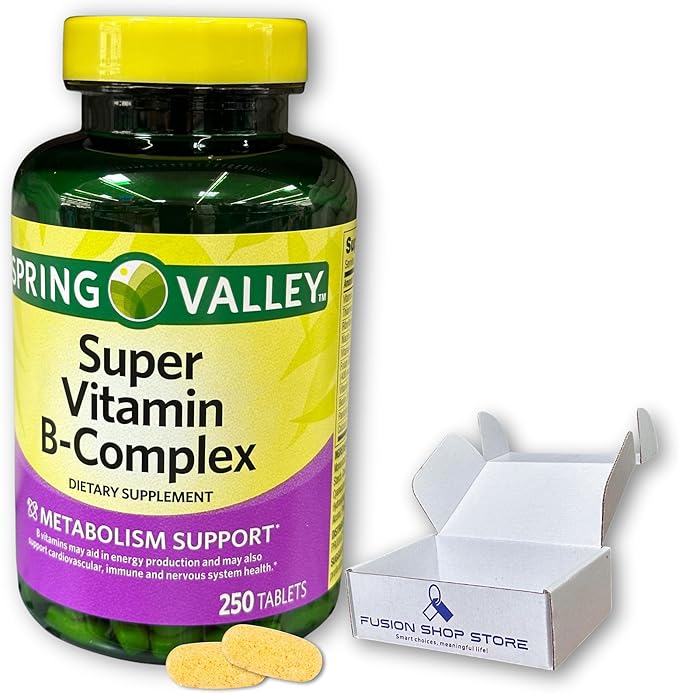 Super B Complex Tablets- High Potency Energy &amp Immune Support 250 Count (Pack of 1) Boxed by Fusion Shop Store