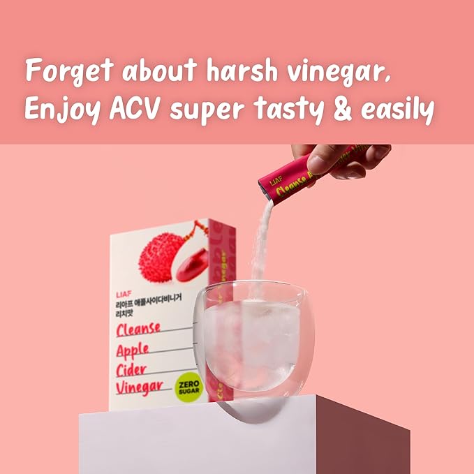 LIAF Apple Cider Vinegar | Variety Pack 3 Flavors Apple Lychee Lemon | 30 Individual Packets