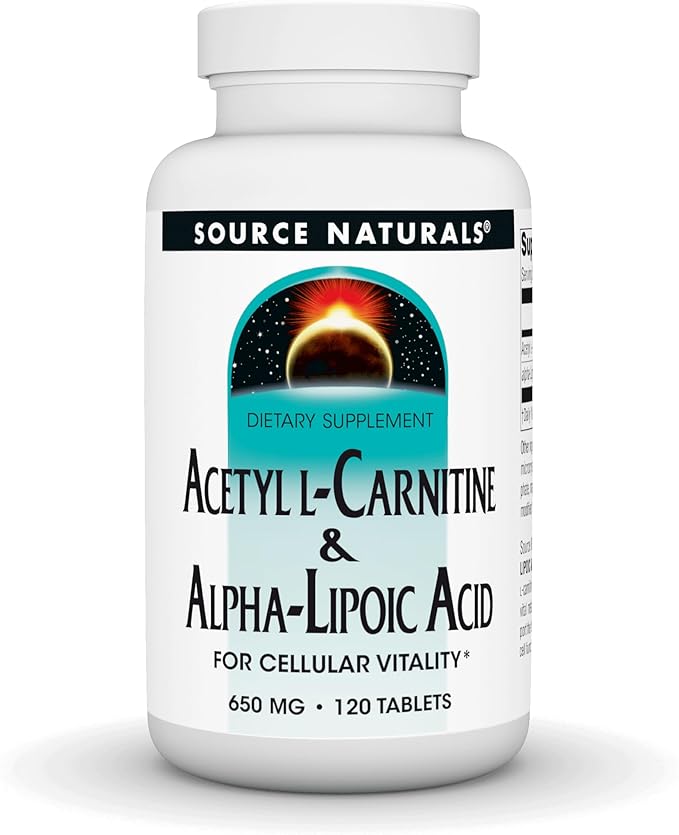 Source Naturals Acetyl L-Carnitine &amp Alpha-Lipoic Acid 650mg - 120 Tablets