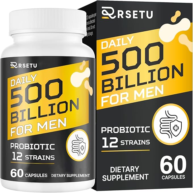 Probiotics for Men 500 Billion CFUs &amp 12 Strains Mens Probiotic with Turmeric Cranberry Goji Gut Health for Men for Digestive Health Gut Bloating &amp Gas Immune Energy Support 30-Day Su
