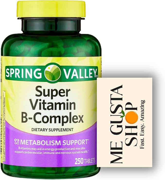 Spring Valley Super Vitamin B-Complex Tablets 250 Count + me Gusta Sticker