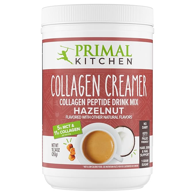 Primal Kitchen Hazelnut Collagen Creamer Powder Collagen Peptide Drink Mix with MCT Oil10.34 Ounces