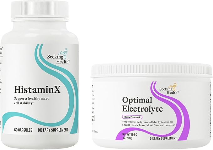 HistaminX &amp Optimal Electrolyte: Quercetin Bioflavonoids for Immune &amp Histamine Balance + Electrolyte Powder Berry (60/30 Servings)