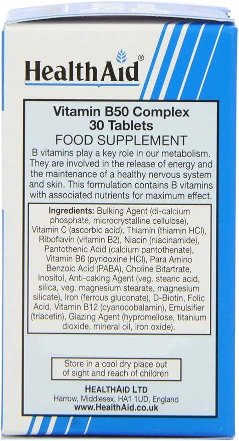 Health Aid Vit B50 Complex - Prolonged Release 30 Tablets