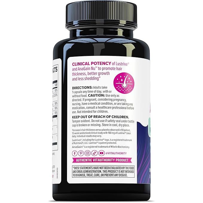Lustriva Hair Growth Supplement for Women | Lustriva &amp DHT Blocker Vitamins for Thicker Fuller Locks Biotin Saw Palmetto Zinc &amp Copper | Reduce Shedding &amp Support Hair Loss for Men &amp W