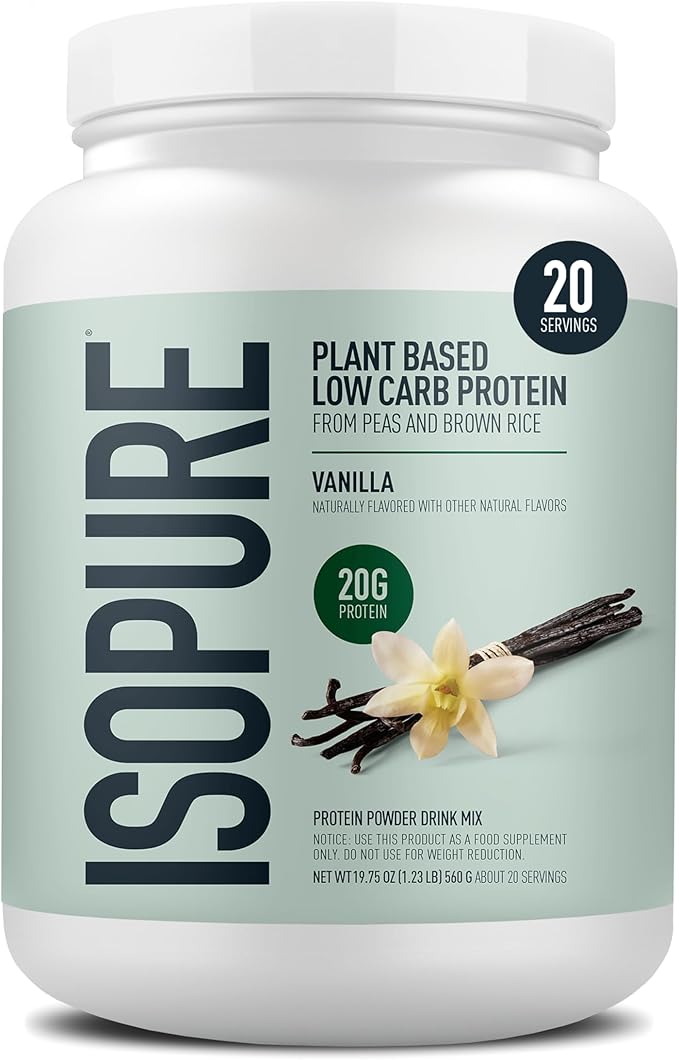 Isopure Plant-Based Protein Powder Lactose Free Gluten Free With Iron Vanilla 20g Plant Protein Per Serving 1.23 Lbs 20 Servings