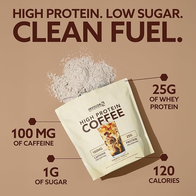 High Protein Coffee Powder 25 Grams Whey Isolate100mg Natural Green Tea Caffeine | 0 Added Sugar Keto Gluten Free 99.9% Lactose Free | Hot or Iced15 Serving 15 Servings (17 OZ French Vanilla)