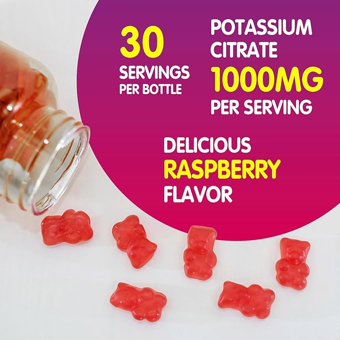 Potassium Citrate 1000mg Gummies Potassium Supplement for Adults Women &amp Men Support Leg Cramps &amp Muscle Health 120 Chewables