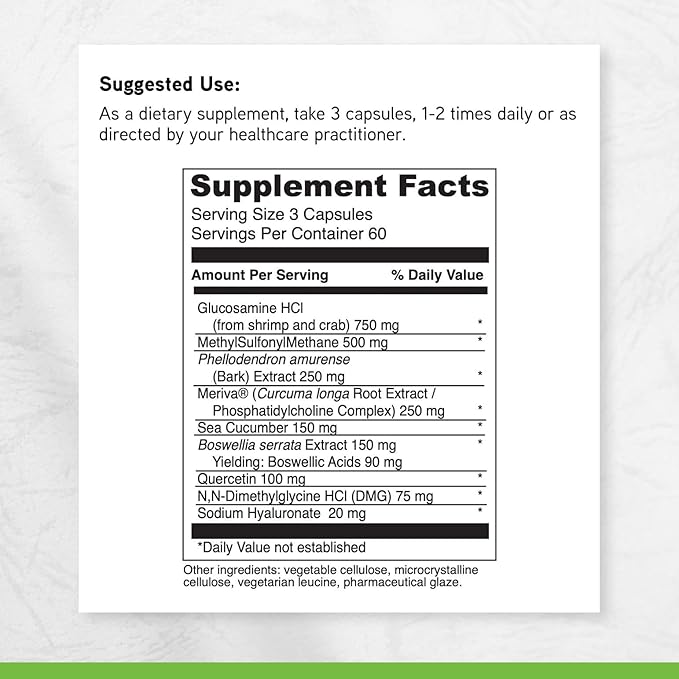 DAVINCI Labs CX-2 Solution - Dietary Supplement to Support Muscle Function Joint Health Hydration and Flexibility - with Glucosamine HCl MSM Sea Cucumber and More - Gluten-Free - 180 Capsules
