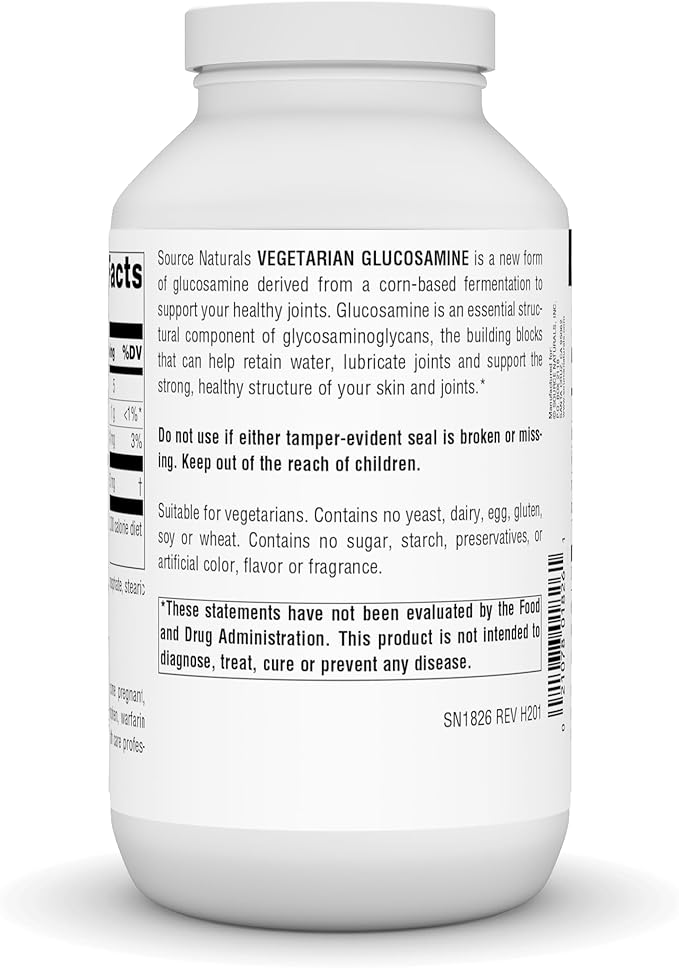 Source Naturals Vegetarian Glucosamine Promotes Healthy Joints* 750 mg Tablet - 240 Count