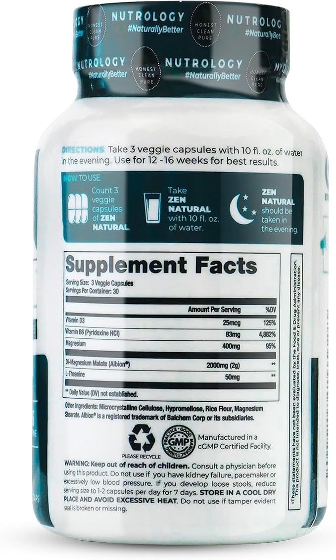 Nutrology TRIPACT Protein Powder 7-in-1 Meal Replacement Shake Creamy Chocolate (40 Servings) Zen Natural Magnesium Supplement (30 Servings)