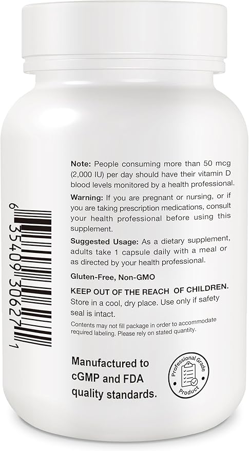 Organic VIT D3 125mcg (5000 iu) Pro Strength MiniCaps Support Bone Muscle Joint Cardio Breast Colon Immune Health Easy Swallow Fast Absorb