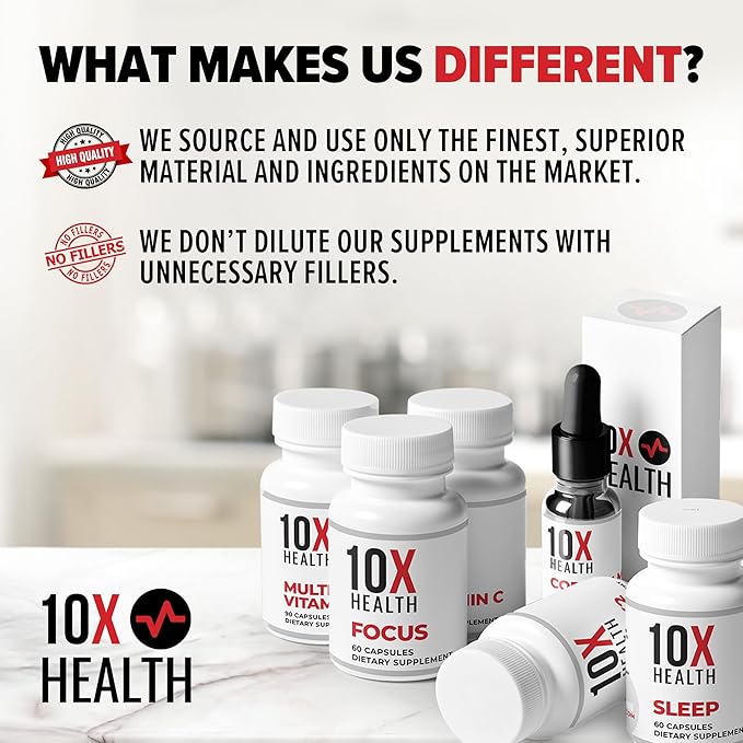 10X Health Zinc Supplements - Contains Zinc 30mg for DNA &amp Protein Synthesis Overall Wellness &amp Immune Support Supplement - Highly Absorbable Vitamins (60 Capsules)