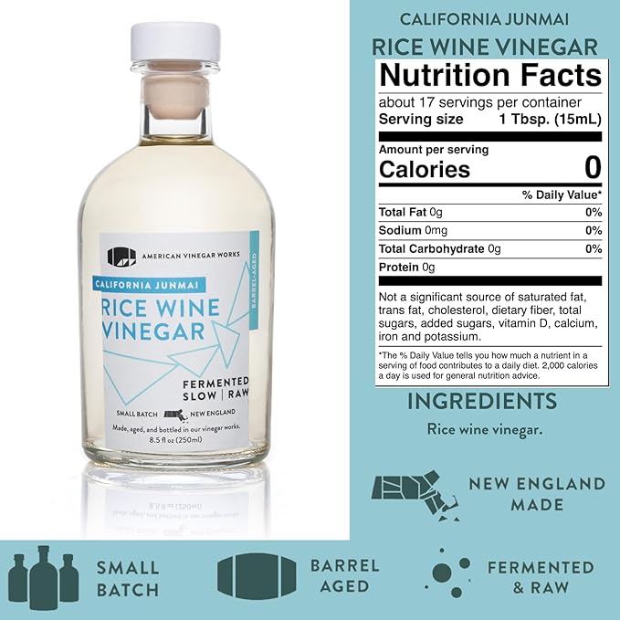 American Vinegar Works - Essential Kitchen Vinegars &amp Extra Virgin Olive Oil Gift Set - Includes Apple Cider Red Wine Rice Wine and Chardonnay Wine Vinegars (8.5oz ea) with a EVOO (16.9oz)
