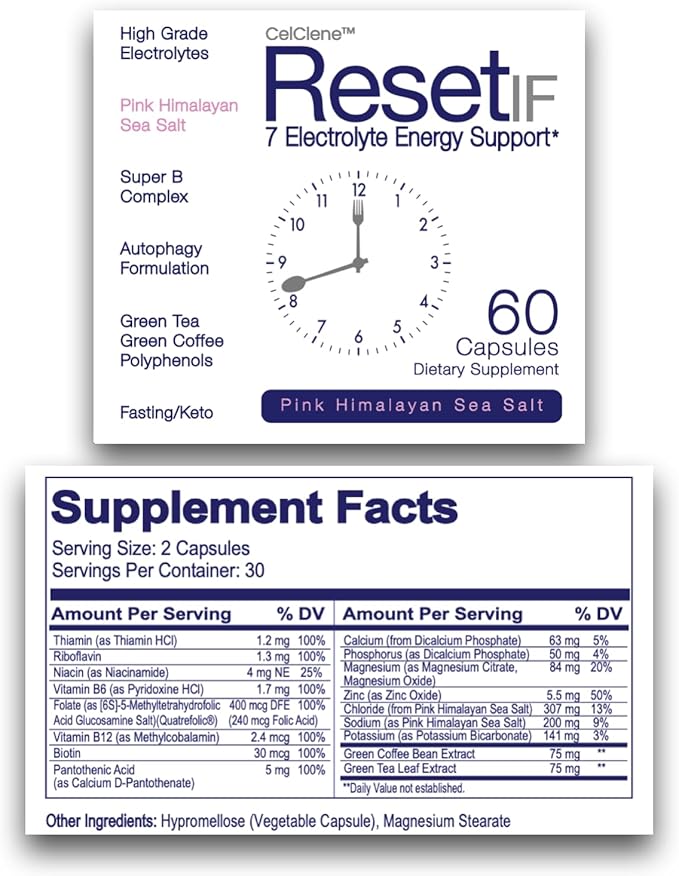 ResetIF 7 Electrolytes Methyl B12 &amp Methly Folate Green Tea &amp Green Coffee Extracts B Complex Zinc 72 Trace Minerals