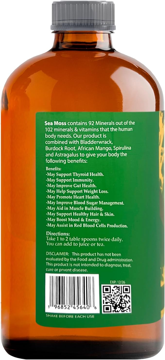 Sea Moss Tonic | Overall Body Enhancement &amp Wellbeing Support | Natural Herbal Supplement | 32 fl oz
