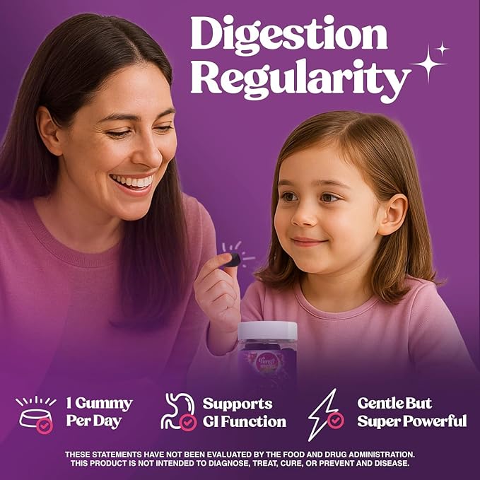 Fungiments Super Prune Kids – Constipation Relief &amp Digestive Support Turkey Tail Mushrooms Prebiotic Fiber Rhubarb Ginger &amp Chamomile – Gut Health Debloating &amp Regularity (30 Gummies