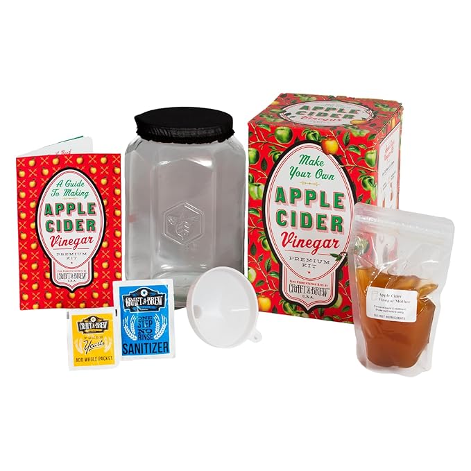Craft A Brew - Apple Cider Vinegar Kit - With Apple Cider Vinegar Mother - Ingredients for Home Fermentation - Vinegar Making Supplies - Yields 1 Gallon