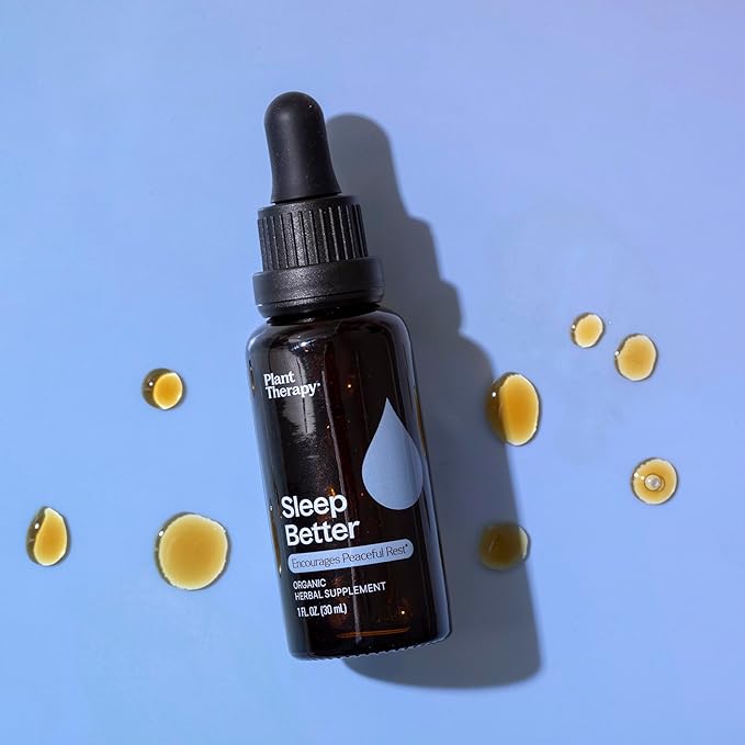 Plant Therapy Organic Sleep Better Tincture 30 mL (1 oz) Supports Relaxation &amp Sleep Helps Calm a Busy Mind with Chamomile Lemon Balm &amp Valerian Extracts