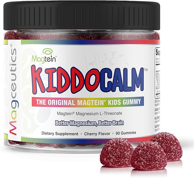 KiddoCalm Magnesium Gummies - Magtein Magnesium L-Threonate Gummy for Kids Focus Calm Sleep Attention &amp Brain Health Support Supplement for Children - 90 Vegan Gummies