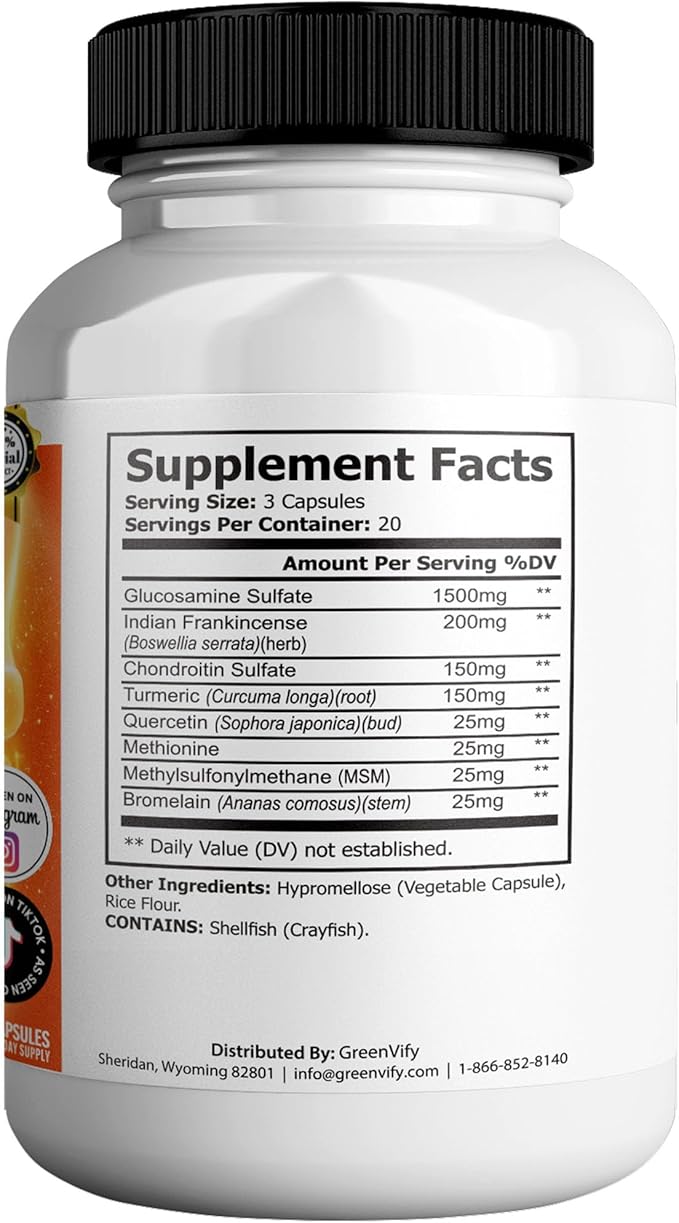 FlexiMove Max Joint Support Supplement Glucosamine Turmeric Chondroitin 60 Capsules (5)