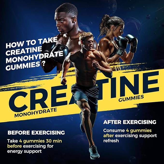 Creatine Monohydrate Gummies 5500mg for Men and Women120 Count Chewable Creatine Monohydrate Gummies for Muscle SupportEnergy Refresh Supplement Blueberry Flavored