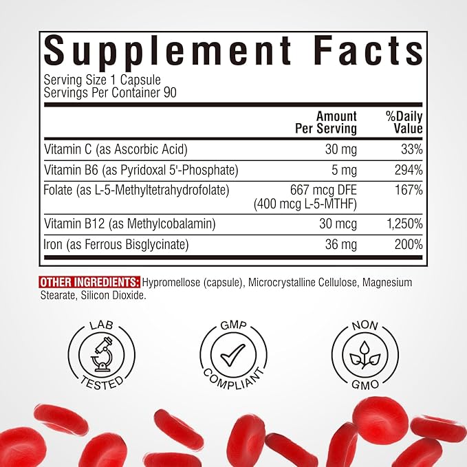 Iron Supplement for Women &amp Men 90Caps &amp Vitalibre Probiotics for Women 100 Billion CFU 15 Strains