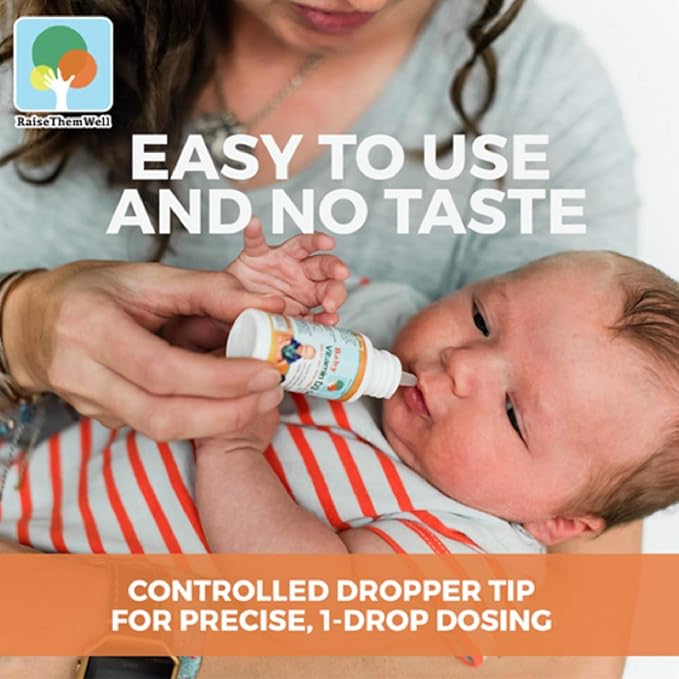 Raise Them Well- Vitamin D and K Drops for Bone and Teeth Health 365 Servings 0.36 fl/oz