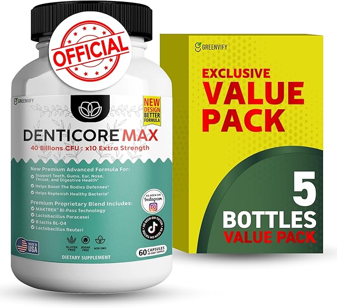 Max for Gums and Teeth Health - 40 Billion CFU Advanced Oral Probiotics Fresh Breath Support - 60 Capsules (5 Pack)