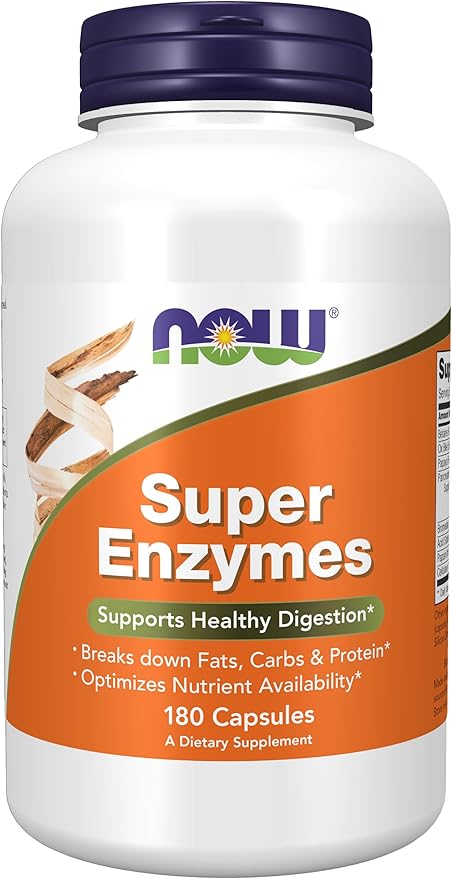 NOW Supplements CoQ10 (Coenzyme Q10) 200 mg Cardiovascular Health* 60 Veg Capsules &amp Supplements Super Enzymes Formulated with Bromelain Ox Bile Pancreatin and Papain180 Capsules