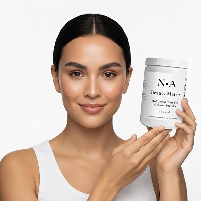N•A Beauty Matrix Grass-Fed Hydrolyzed Collagen Peptides Powder - 20g Collagen Per Serving Type 1 &amp 3 for Skin Elasticity Hair Nails &amp Joint Support - Unflavored Gluten Free (9.88 oz / 280