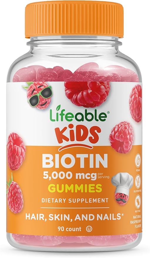 Lifeable Biotin Kids + Turmeric Curcumin Kids Gummies Bundle - Great Tasting Vitamin Supplement Gluten Free GMO Free Chewable Gummy