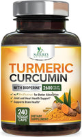 Turmeric Curcumin Supplement - 2400mg Organic Turmeric Per Serving - 95% Curcuminoids &amp BioPerine Black Pepper Extract for Best Absorption - Natural Vegan Joint Support Bottled in USA - 240 Capsu