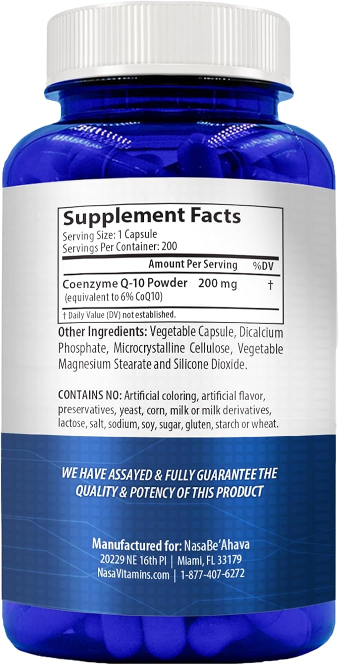 CoQ10 200mg Capsules | Vegan Friendly Coenzyme Q10 200mg from Easy Absorption Ubiquinone Supplement for Skin Heart and Energy Support | Made in The USA in cGMP Facilities (400 Servings)