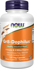 NOW Supplements Gr8-Dophilus™with 8 Strains &amp 4 Billion Potency Shelf Stable 120 Veg Capsules