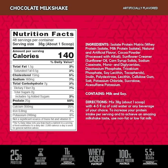 BSN SYNTHA-6 Isolate Protein Powder Chocolate Protein Powder with Whey Protein Isolate Milk Protein Isolate Flavor: Chocolate Milkshake 48 servings (packaging may vary)